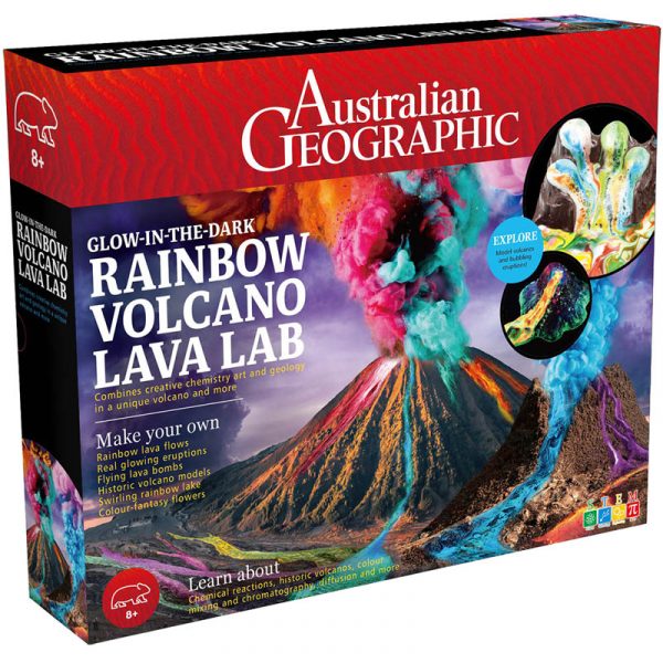 glow-in-the-dark rainbow volcano lava lab
