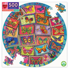 vintage butterflies 500pc round puzzle