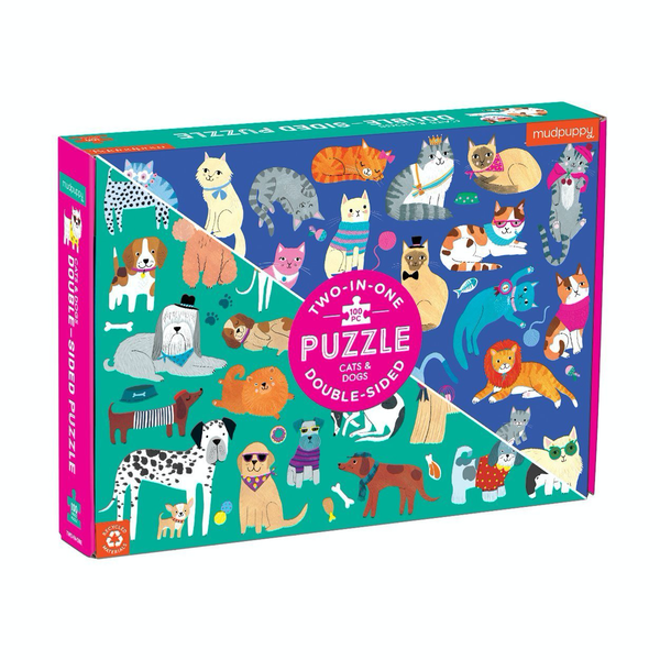 cats & dogs double sided 100pc puzzle