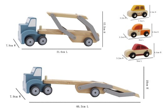 Wooden car transporter set