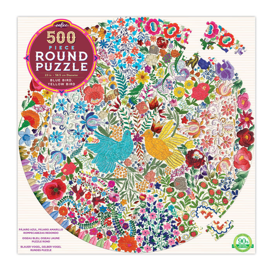 blue bird yellow bird round 500pc puzzle