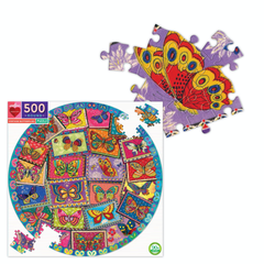 vintage butterflies 500pc round puzzle