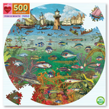 fish & boats 500pc round puzzle